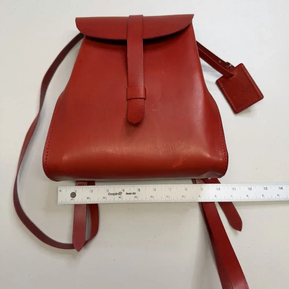 The Dust Company Sole Aged Leather Small Backpack Red Adjustable Italy MSRP 368$ - Picture 7 of 9